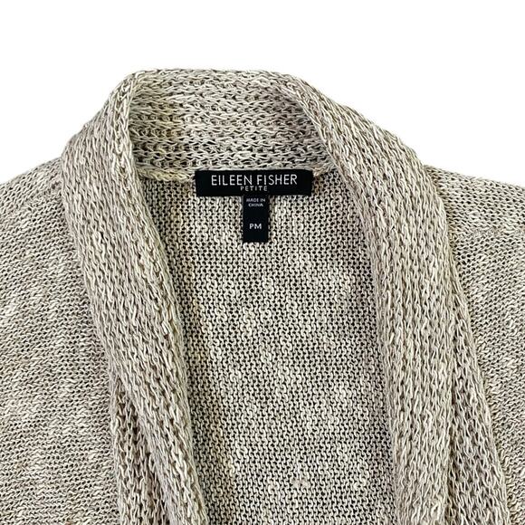 Eileen Fisher Petites Linen Crocheted Open Front Cardigan - M - Picture 3 of 5